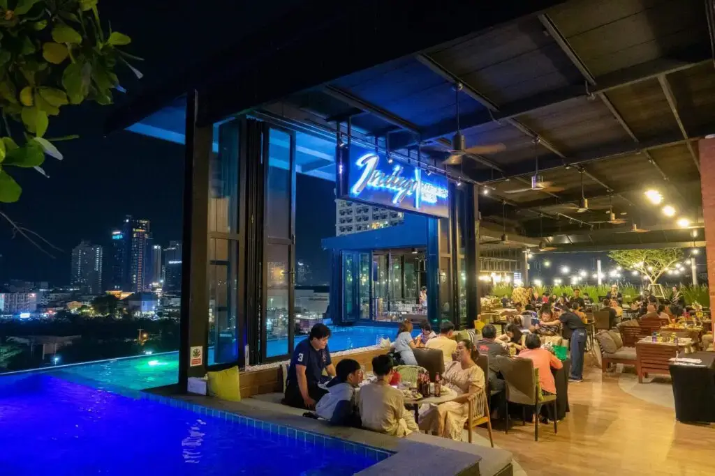 indigo rooftop bar interior , a great bar to chill with cocktails