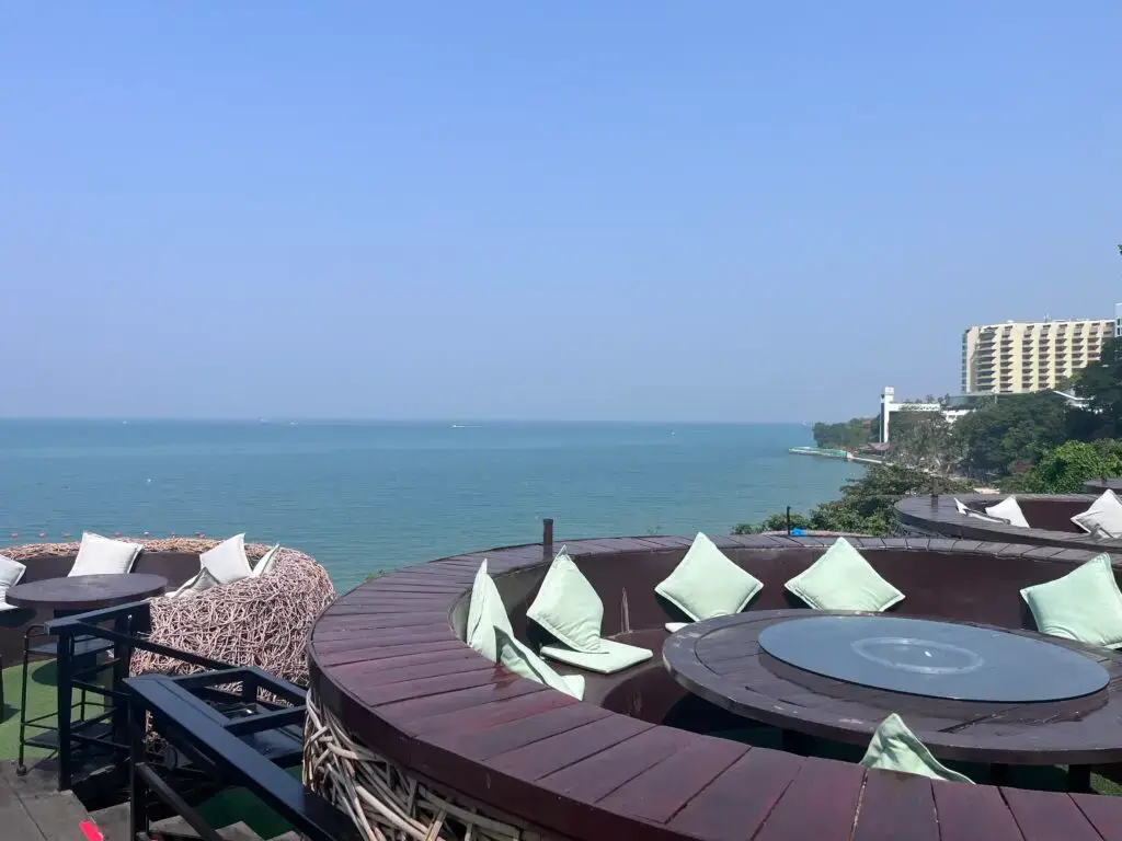 3 mermaids in pattaya seating with great sea view
