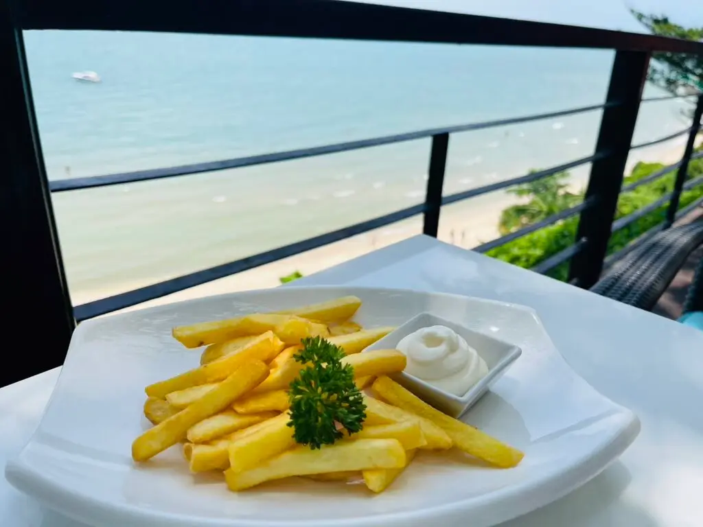 French fries and a sea view at the chocolate factory