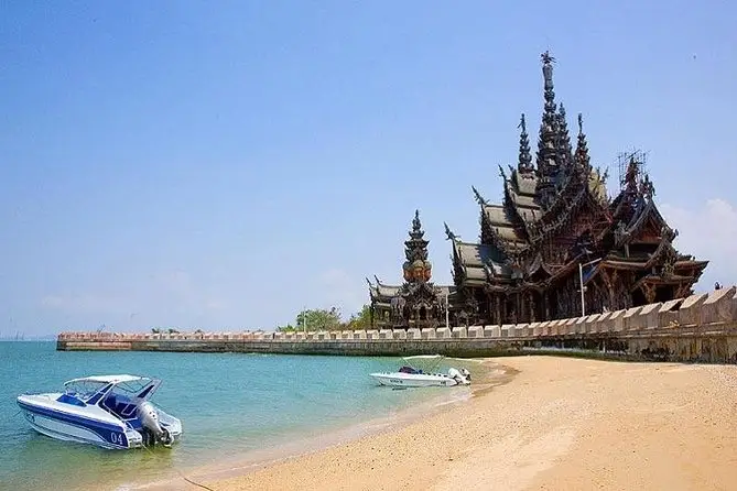 the sanctuary of truth seen from the beach, a truly unique activity in pattaya