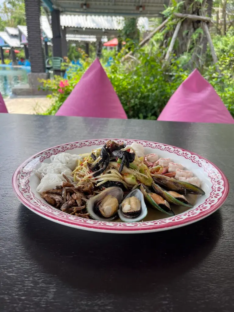 thai food served at la la lake, it matches the view for quality