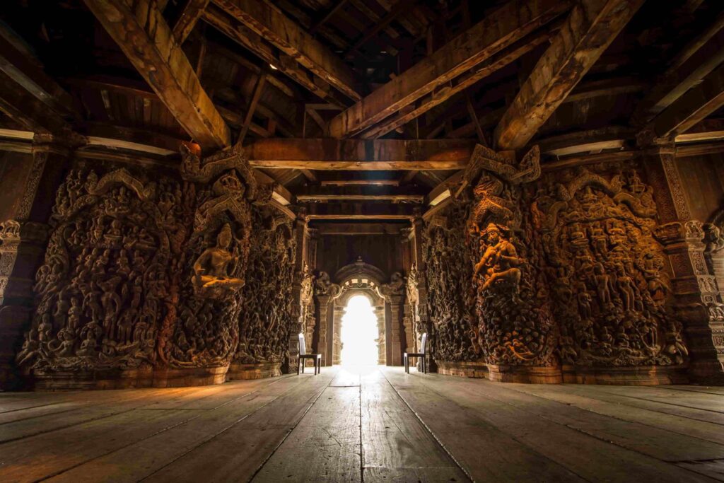 inside the sanctuary of truth in thailand. a must see attraction in pattaya