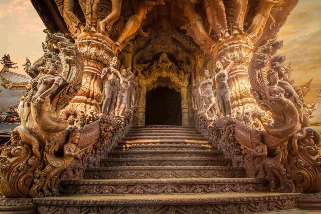 stairway in the sanctuary of truth, top attraction in pattaya