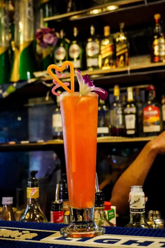 cocktail served in cafe la plage, a great beachfront cafe
