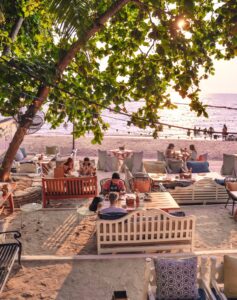 outside seating at the glass house silver