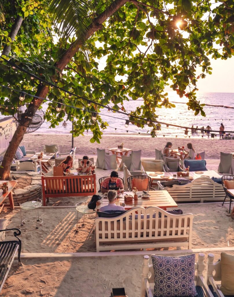 outside seating at the glass house silver